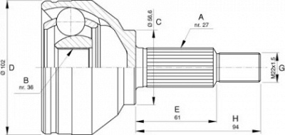 OPEN PARTS cvj574010 -  Шарнирный комплект, приводной вал